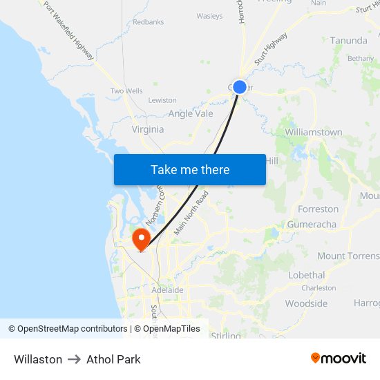 Willaston to Athol Park map