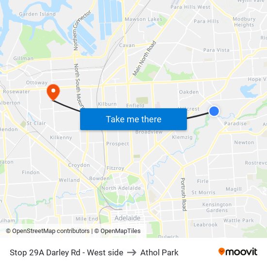 Stop 29A Darley Rd - West side to Athol Park map