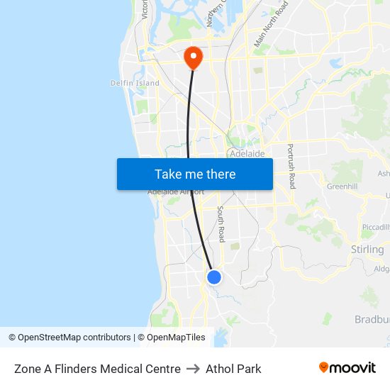 Zone A Flinders Medical Centre to Athol Park map