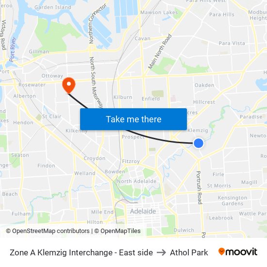 Zone A Klemzig Interchange - East side to Athol Park map