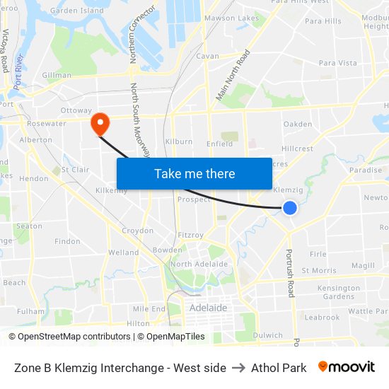 Zone B Klemzig Interchange - West side to Athol Park map