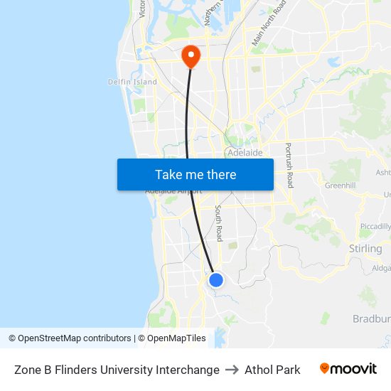 Zone B Flinders University Interchange to Athol Park map