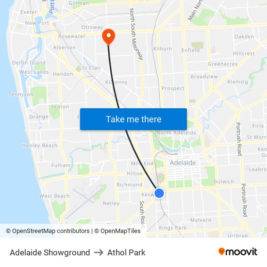 Adelaide Showground to Athol Park map