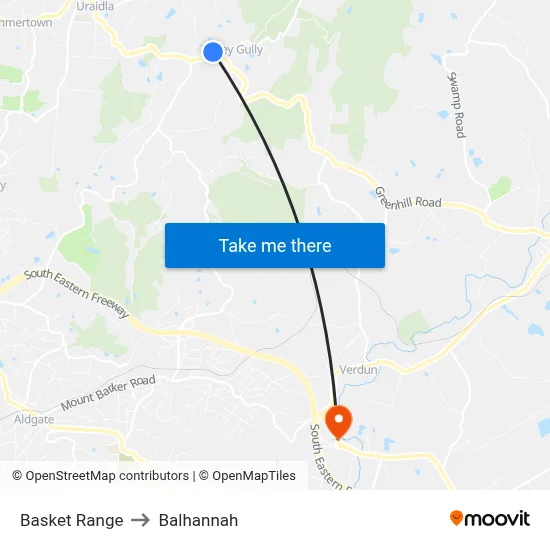 Basket Range to Balhannah map