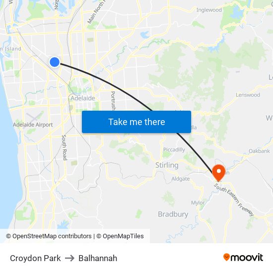 Croydon Park to Balhannah map