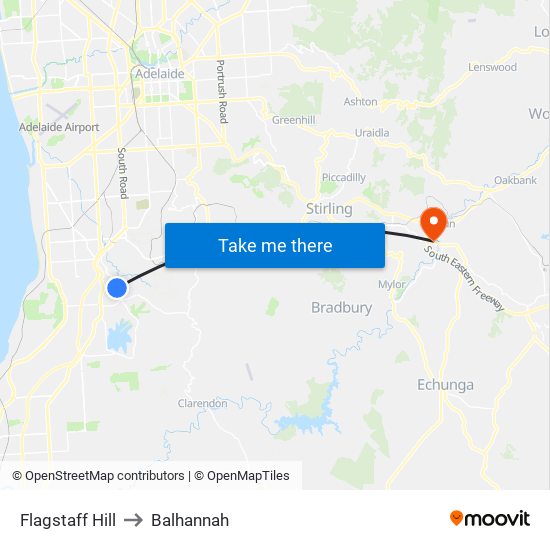 Flagstaff Hill to Balhannah map