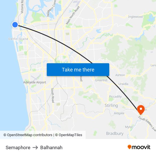 Semaphore to Balhannah map