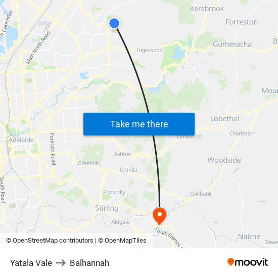 Yatala Vale to Balhannah map