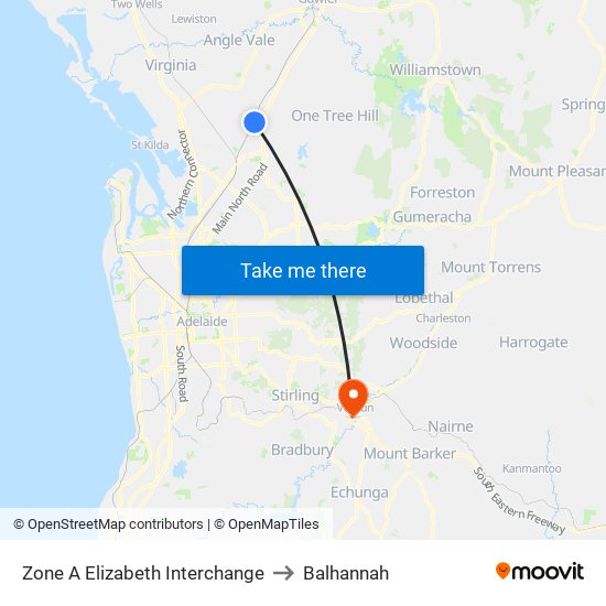 Zone A Elizabeth Interchange to Balhannah map
