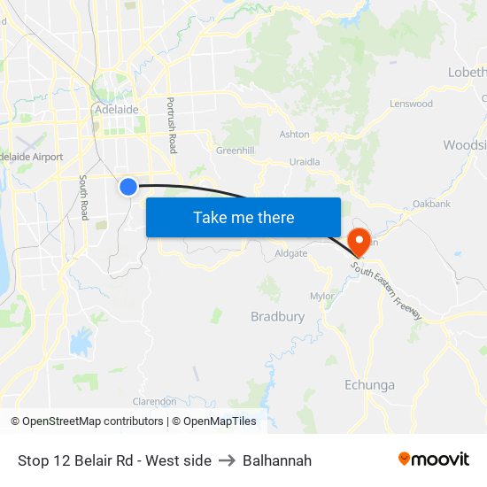 Stop 12 Belair Rd - West side to Balhannah map