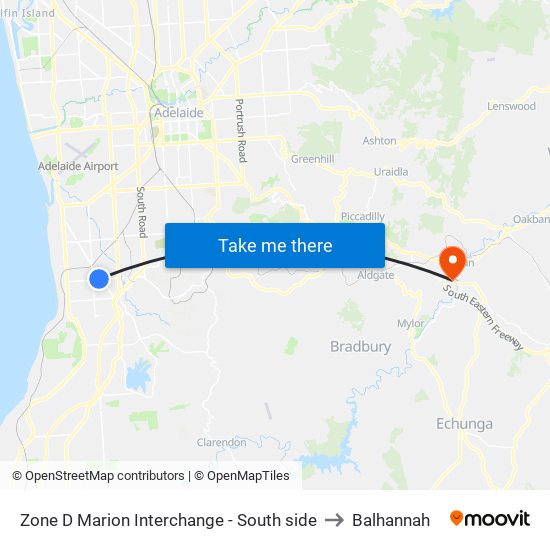 Zone D Marion Interchange - South side to Balhannah map