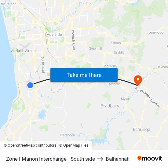 Zone I Marion Interchange - South side to Balhannah map