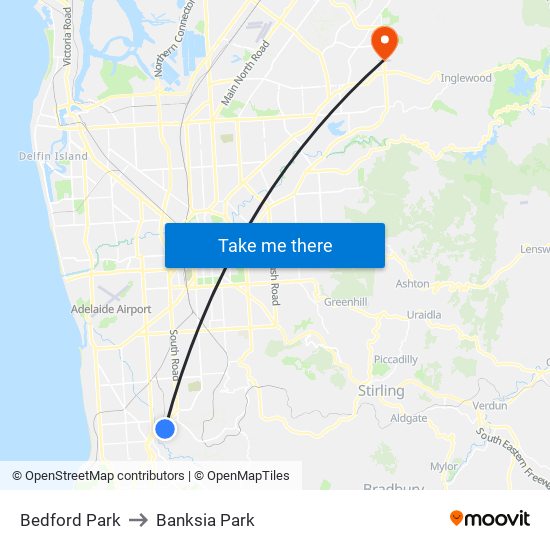 Bedford Park to Banksia Park map