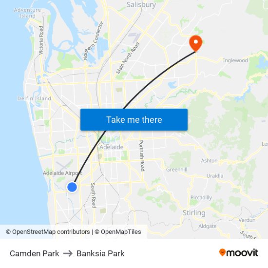 Camden Park to Banksia Park map