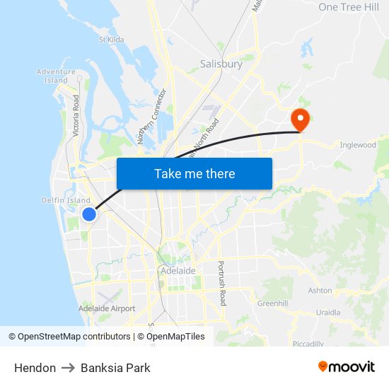 Hendon to Banksia Park map