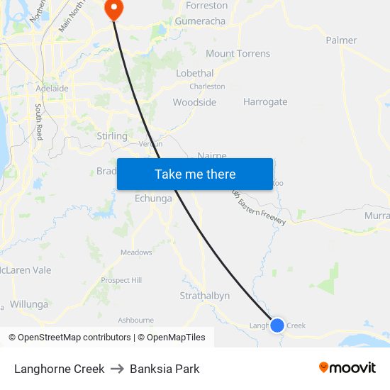 Langhorne Creek to Banksia Park map