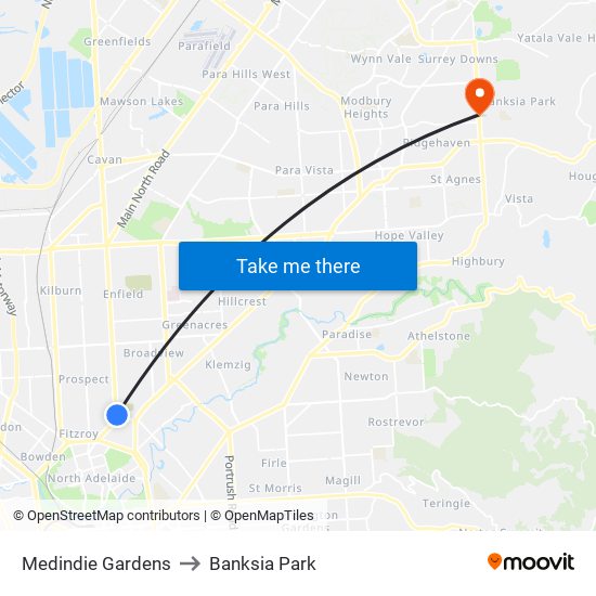 Medindie Gardens to Banksia Park map