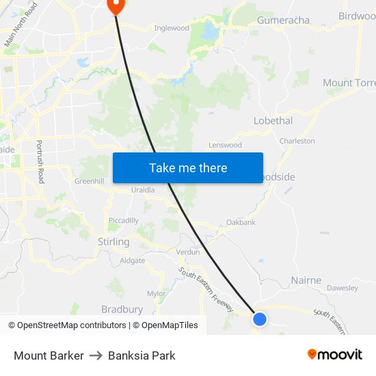 Mount Barker to Banksia Park map