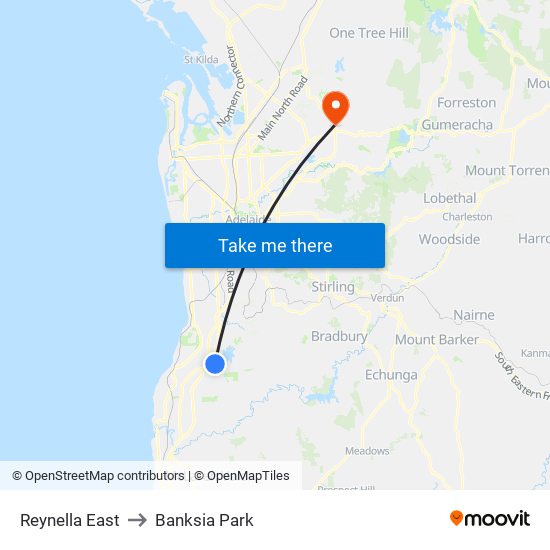 Reynella East to Banksia Park map