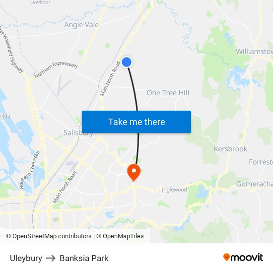 Uleybury to Banksia Park map