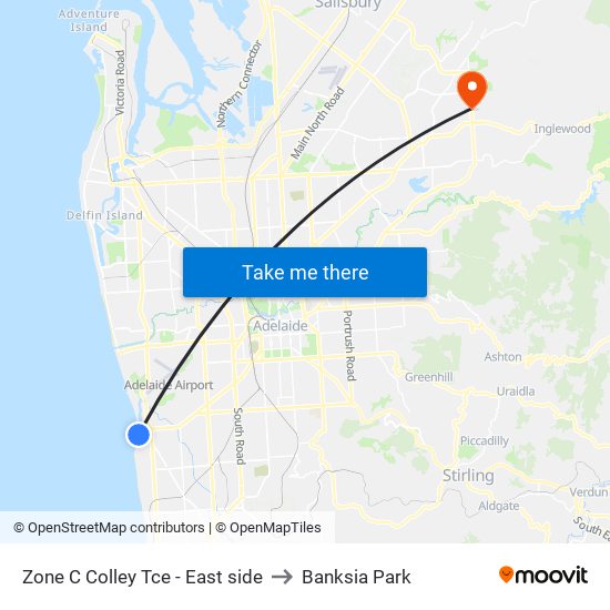 Zone C Glenelg Interchange - East side to Banksia Park map