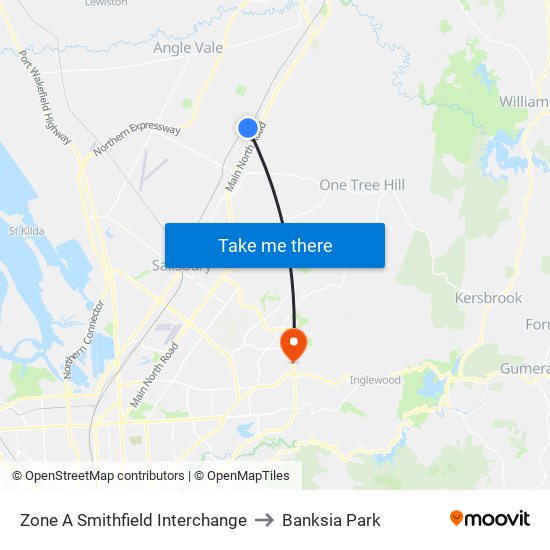 Zone A Smithfield Interchange to Banksia Park map