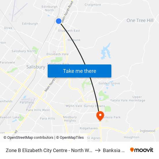 Zone B Elizabeth City Centre - North West side to Banksia Park map