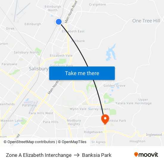 Zone A Elizabeth Interchange to Banksia Park map