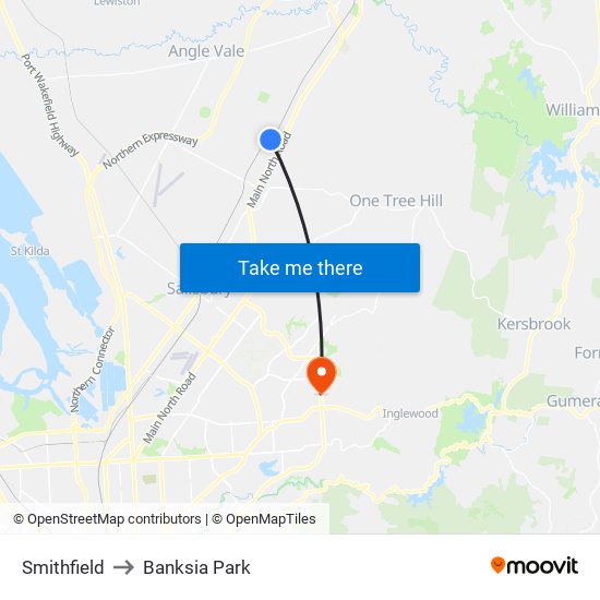 Smithfield to Banksia Park map