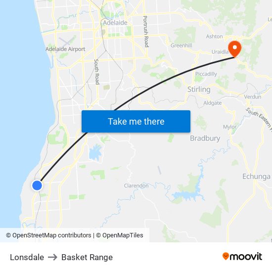 Lonsdale to Basket Range map