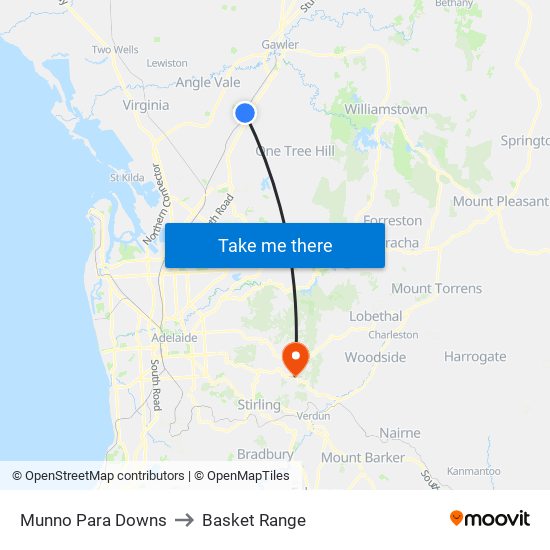 Munno Para Downs to Basket Range map