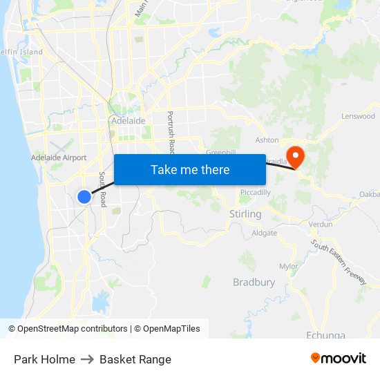 Park Holme to Basket Range map