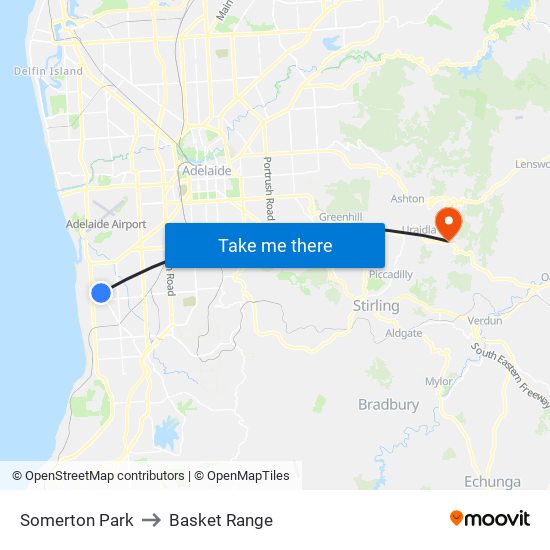 Somerton Park to Basket Range map