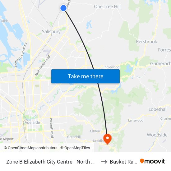 Zone B Elizabeth City Centre - North West side to Basket Range map