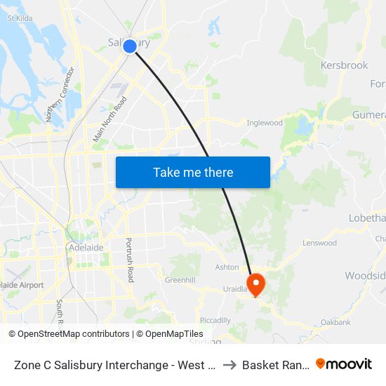 Zone C Salisbury Interchange - West Side to Basket Range map