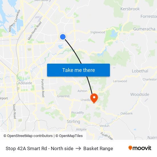 Stop 42A Smart Rd - North side to Basket Range map