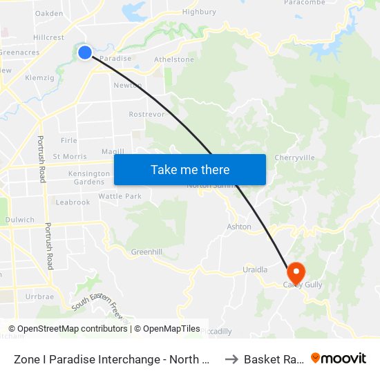 Zone I Paradise Interchange - North West side to Basket Range map