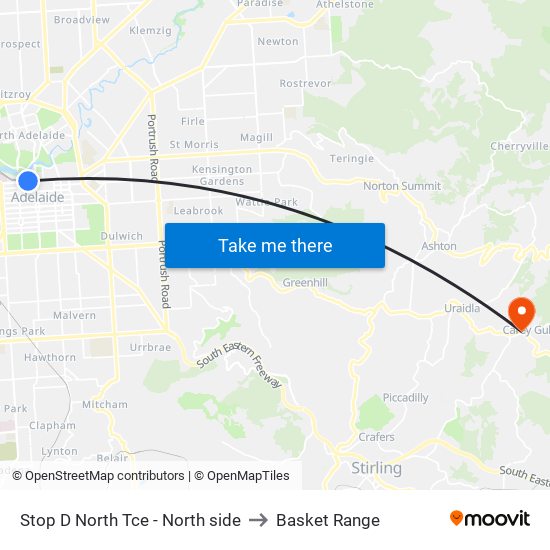 Stop D North Tce - North side to Basket Range map