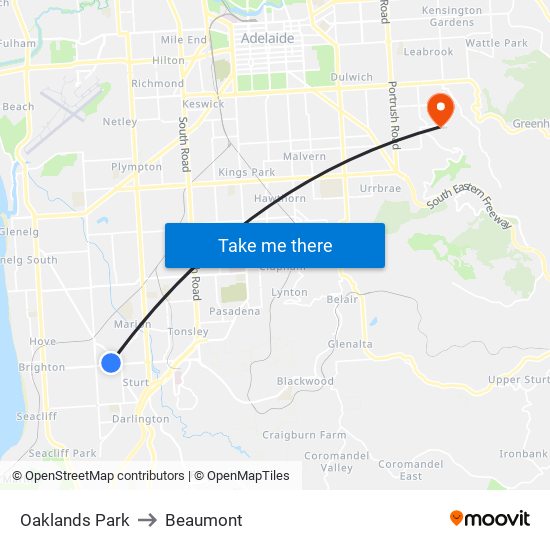 Oaklands Park to Beaumont map