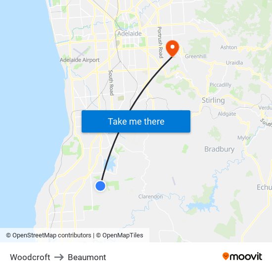 Woodcroft to Beaumont map