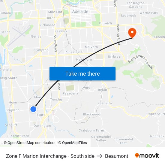 Zone F Marion Interchange - South side to Beaumont map