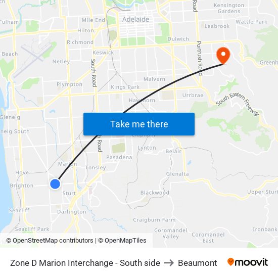 Zone D Marion Interchange - South side to Beaumont map