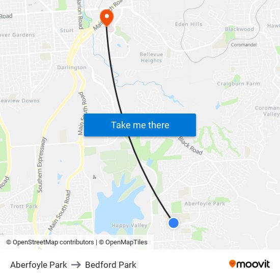 Aberfoyle Park to Bedford Park map