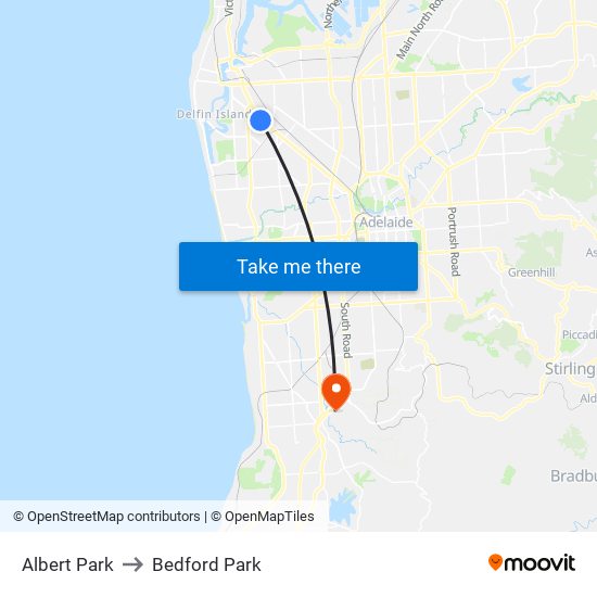 Albert Park to Bedford Park map