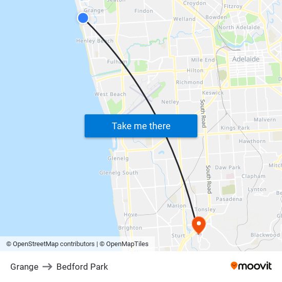 Grange to Bedford Park map