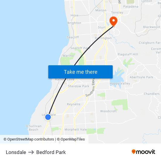 Lonsdale to Bedford Park map