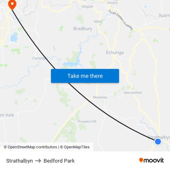 Strathalbyn to Bedford Park map