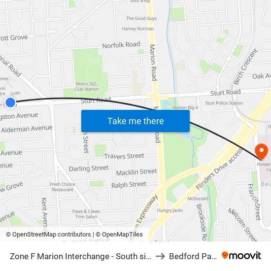 Zone F Marion Interchange - South side to Bedford Park map