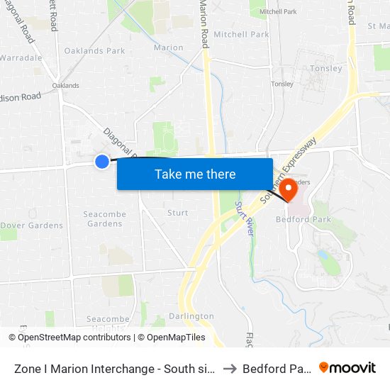 Zone I Marion Interchange - South side to Bedford Park map