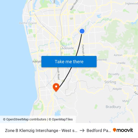 Zone B Klemzig Interchange - West side to Bedford Park map